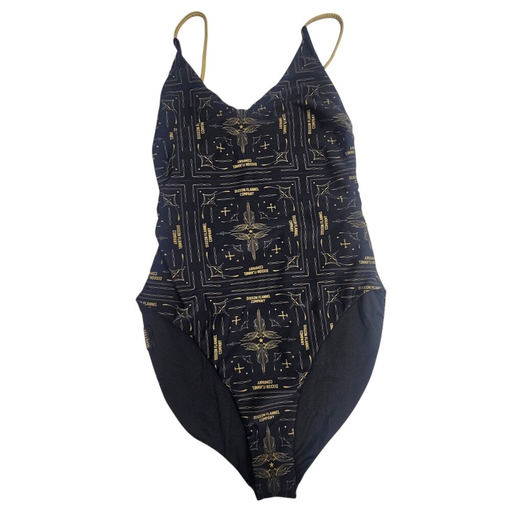 Dixxon One Piece Swimsuit Beach Logo Black Gold Tattoo-style Design 2X